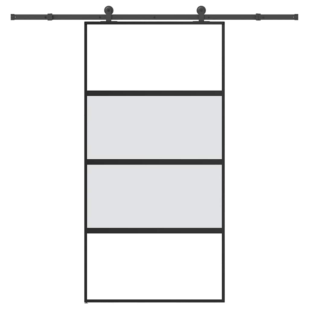 Sliding Door with Hardware Set 102,5x205 cm Tempered Glass&Aluminium