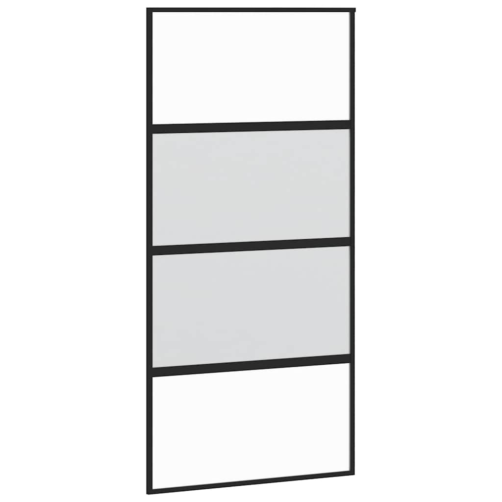 Sliding Door with Hardware Set 102,5x205 cm Tempered Glass&Aluminium