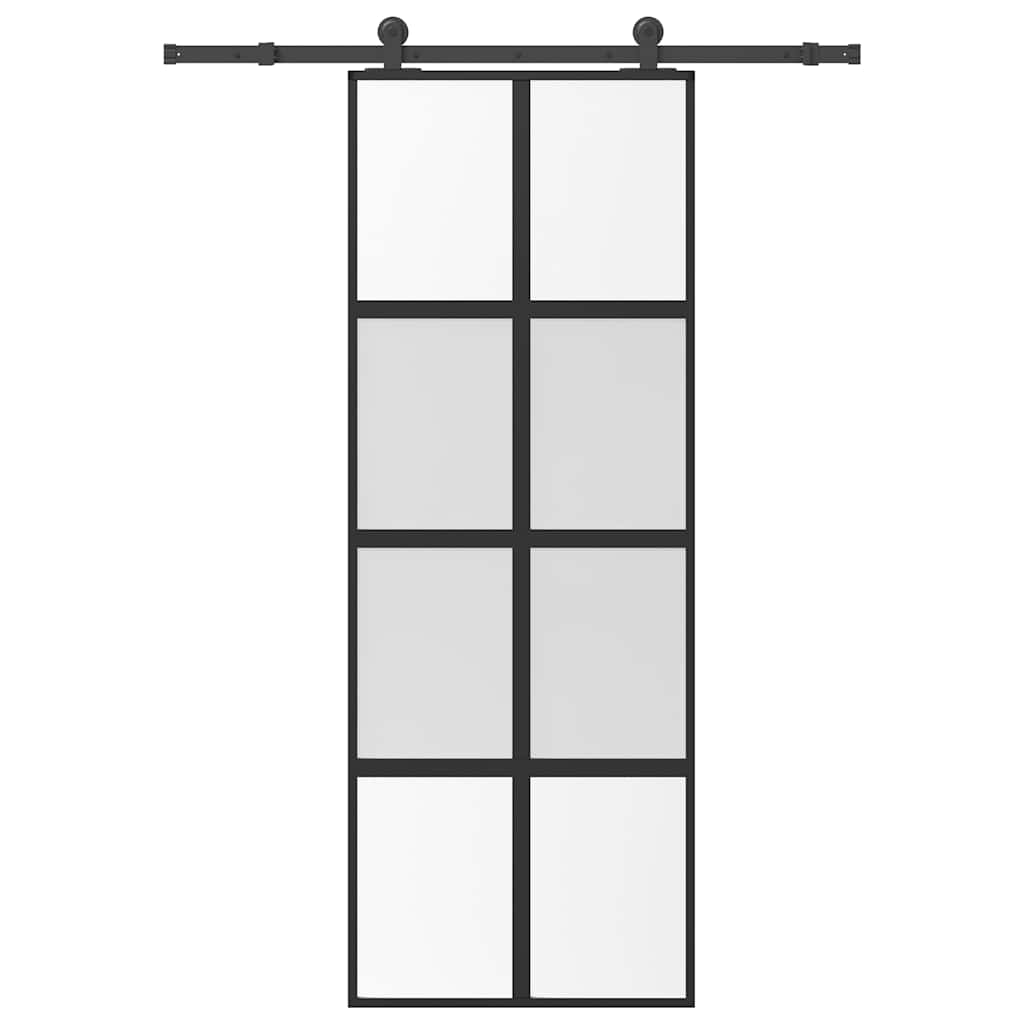 Sliding Door with Hardware Set 76x205 cm Tempered Glass&Aluminium