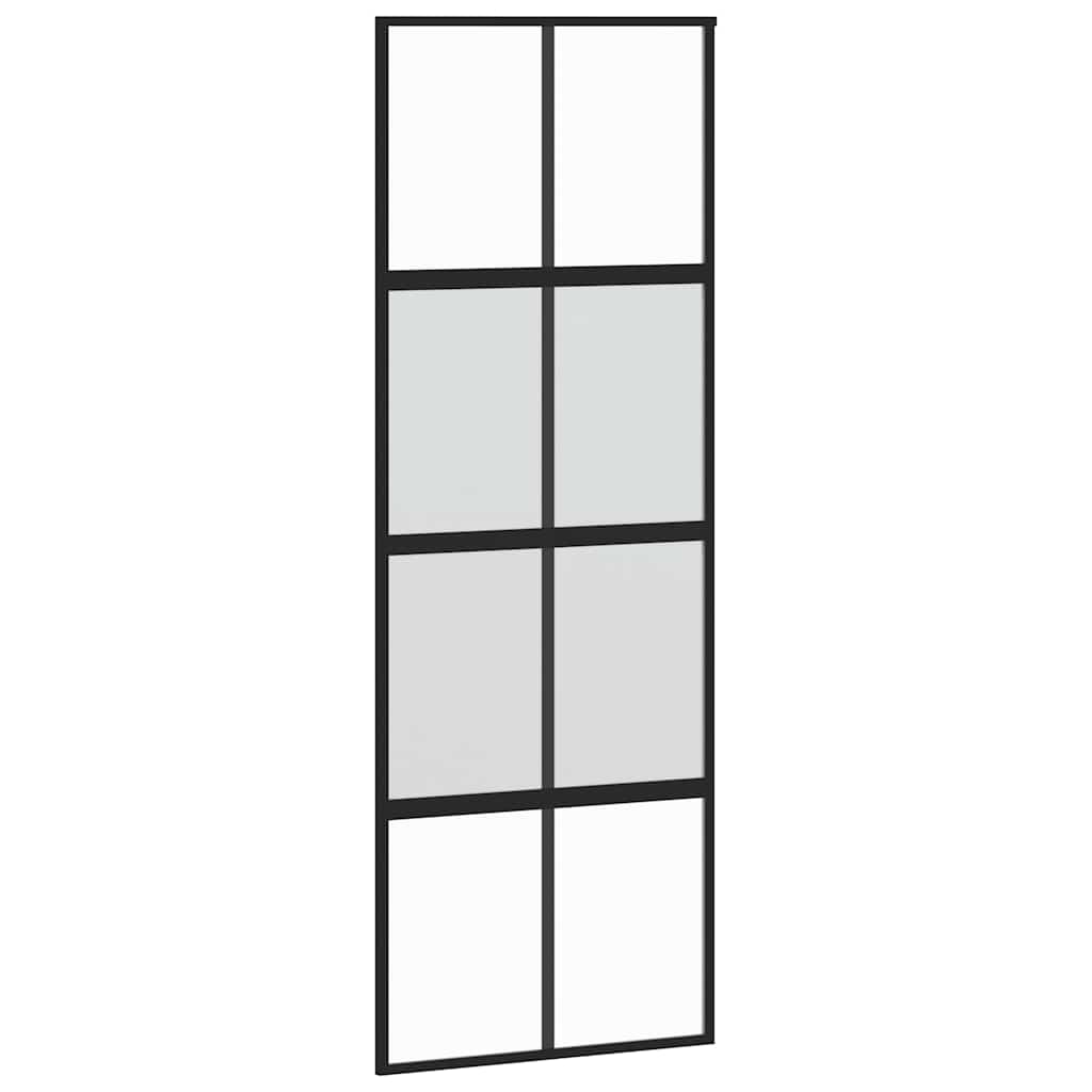 Sliding Door with Hardware Set 76x205 cm Tempered Glass&Aluminium