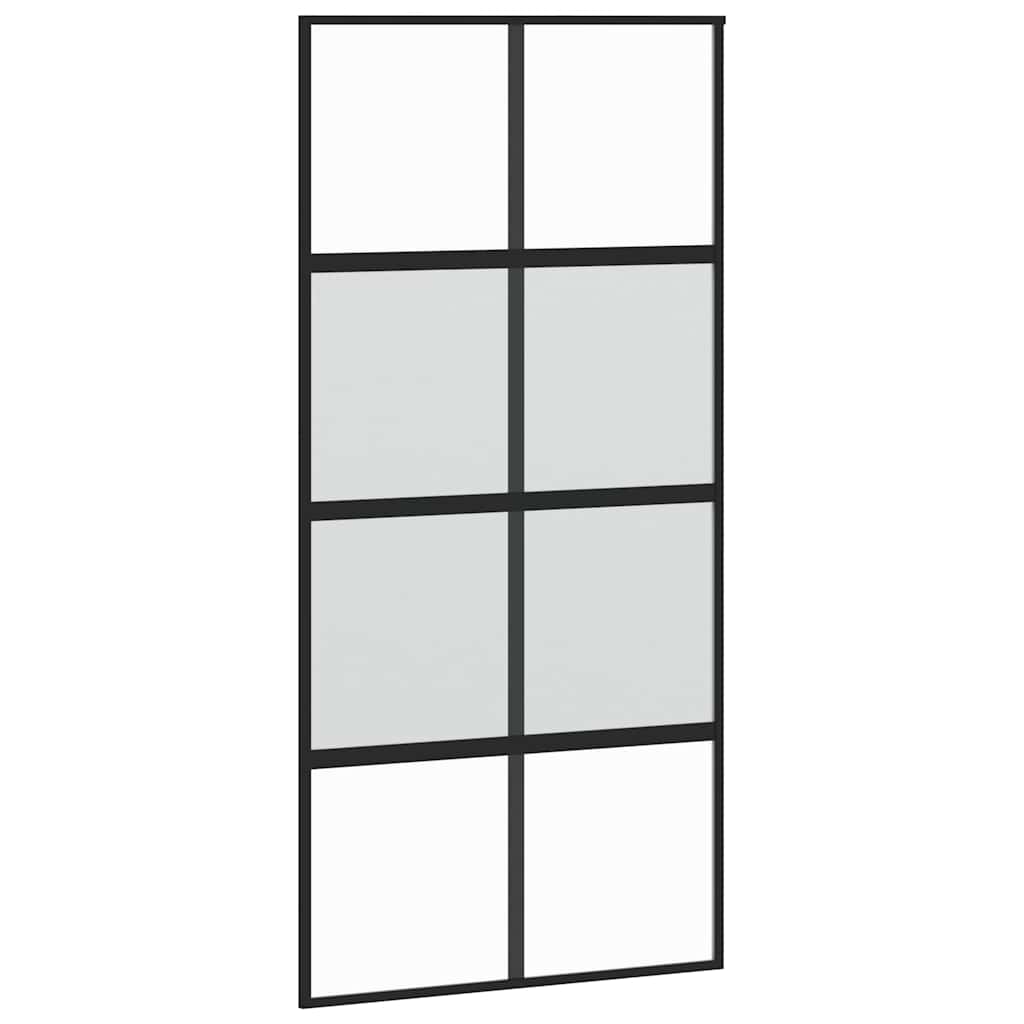 Sliding Door with Hardware Set 90x205 cm Tempered Glass and Aluminium