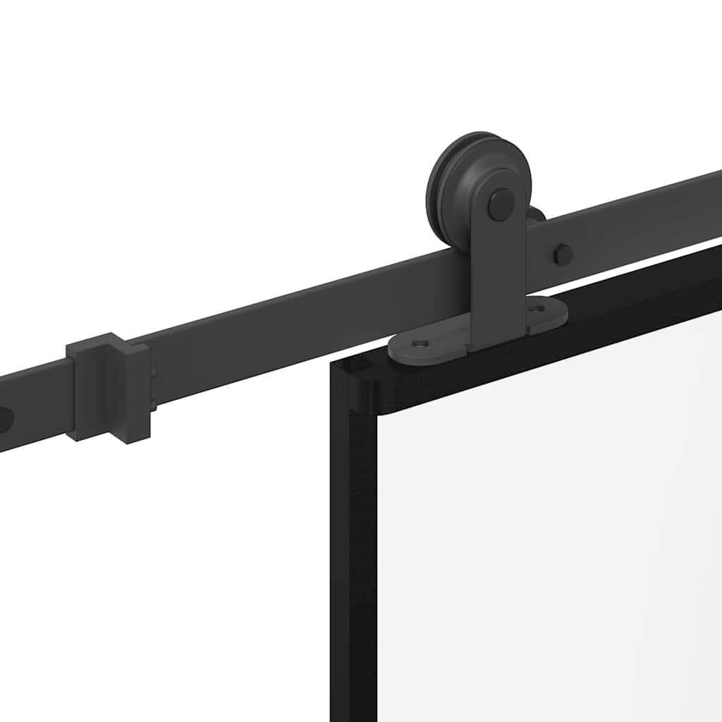 Sliding Door with Hardware Set 102.5x205 cm Tempered Glass and Aluminium