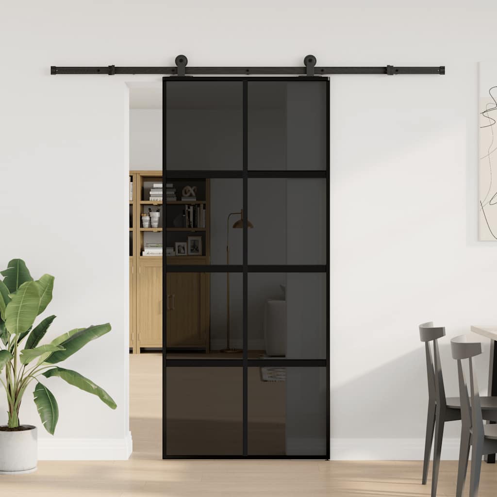 vidaXL Sliding Door with Hardware Set 90x205 cm Tempered Glass and Aluminium