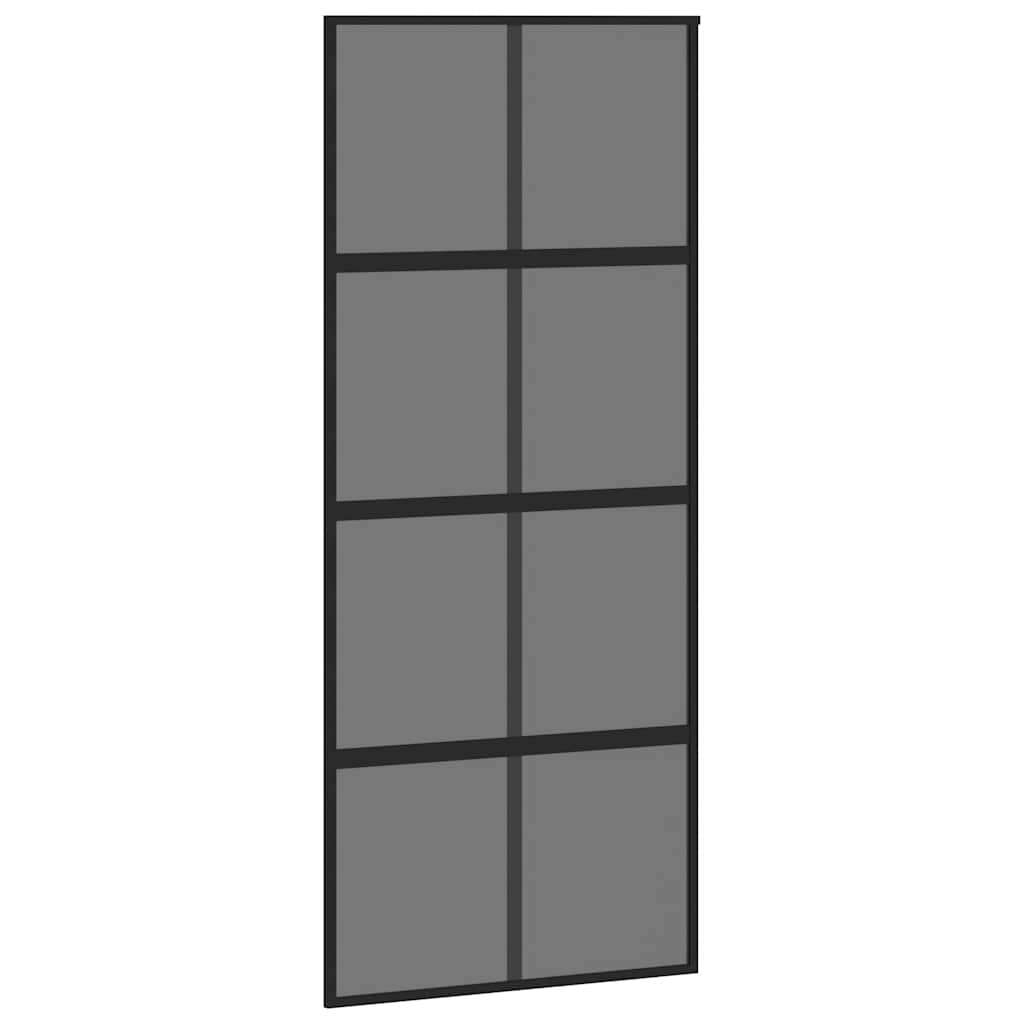 Sliding Door with Hardware Set 90x205 cm Tempered Glass and Aluminium