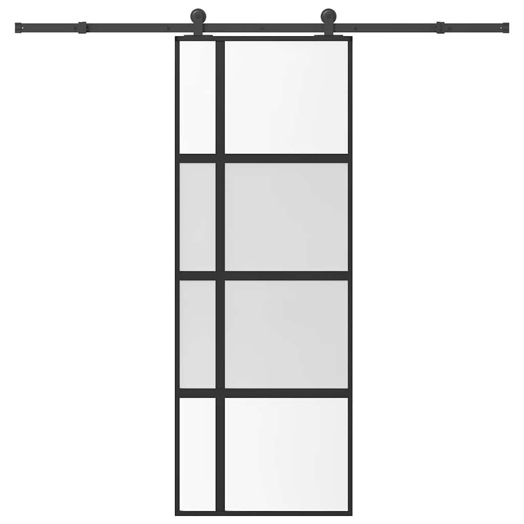 Sliding Door with Hardware Set 76x205 cm Tempered Glass&Aluminium