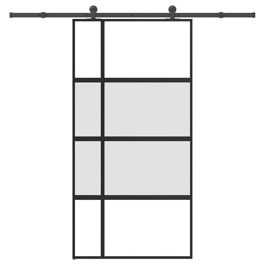 vidaXL Sliding Door with Hardware Set 102.5x205 cm Tempered Glass and Aluminium