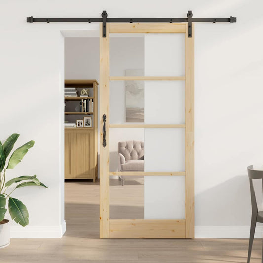 Sliding Door ORKDAL Natural and Black 93 x 211 cm