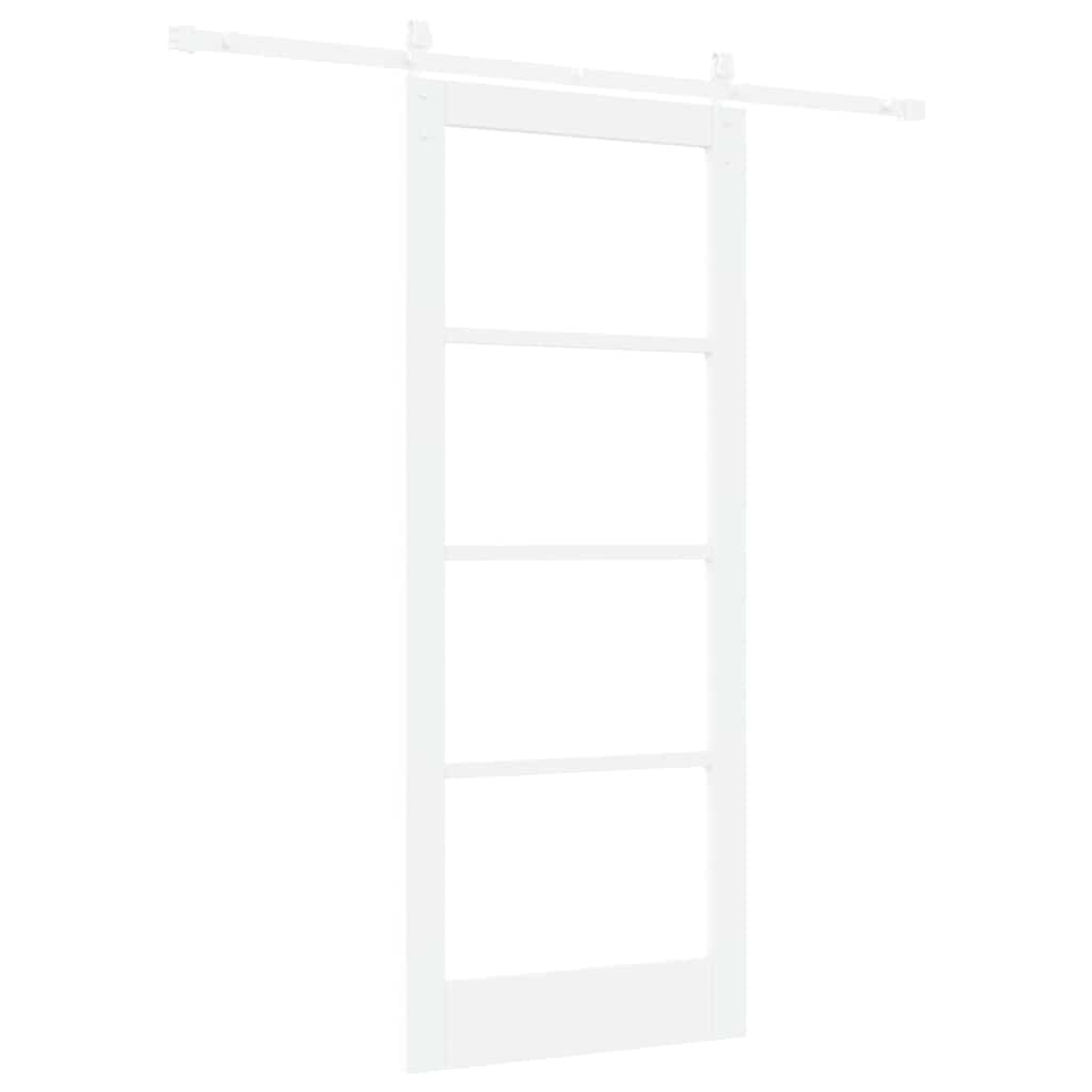 Sliding Door ORKDAL White 83 x 202 cm Solid Pine Wood and Glass