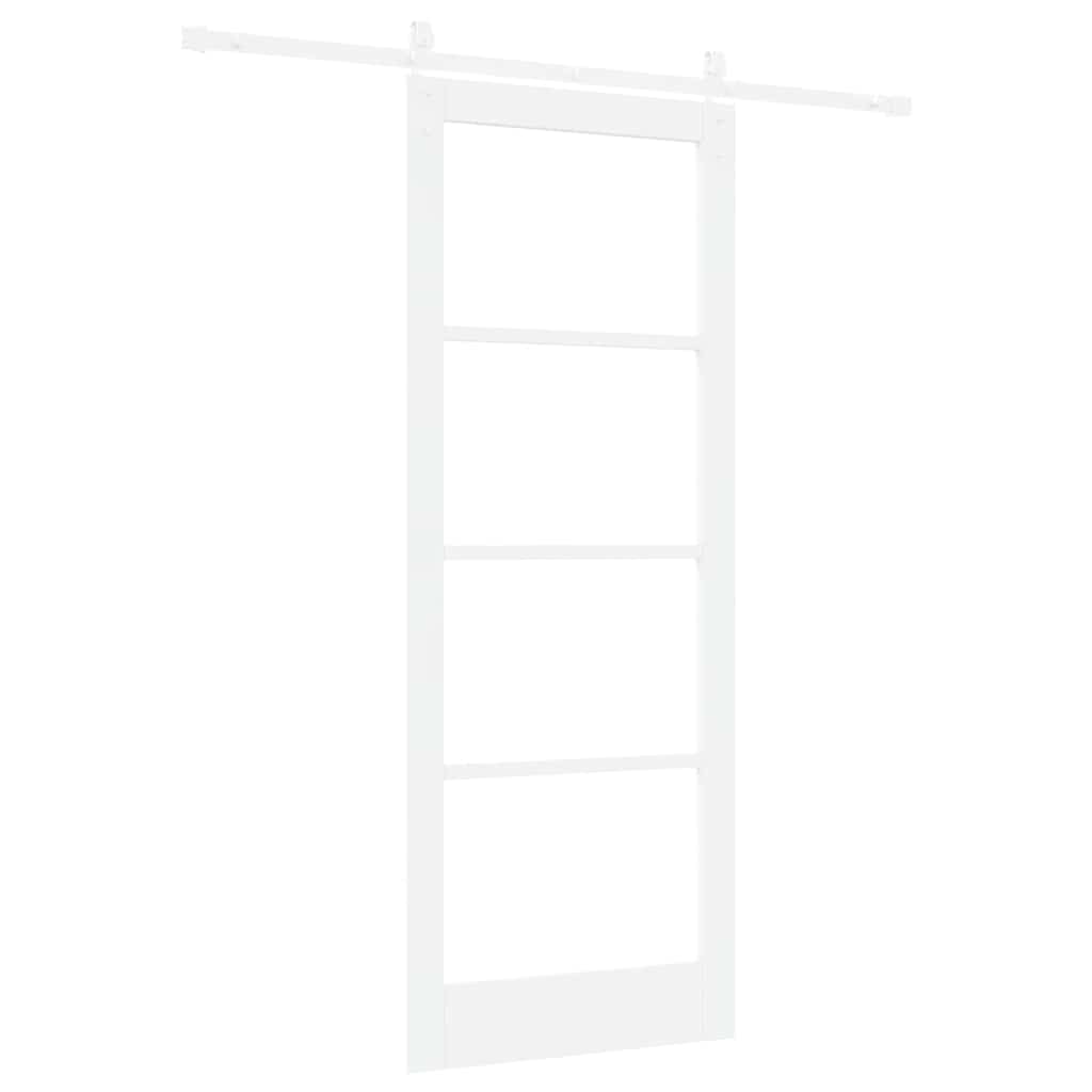 Sliding Door ORKDAL White 83 x 211 cm Solid Pine Wood and Glass