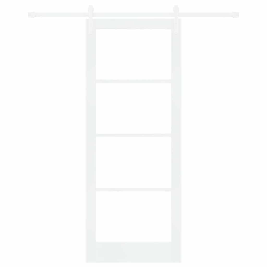 Sliding Door ORKDAL White 83 x 211 cm Solid Pine Wood and Glass