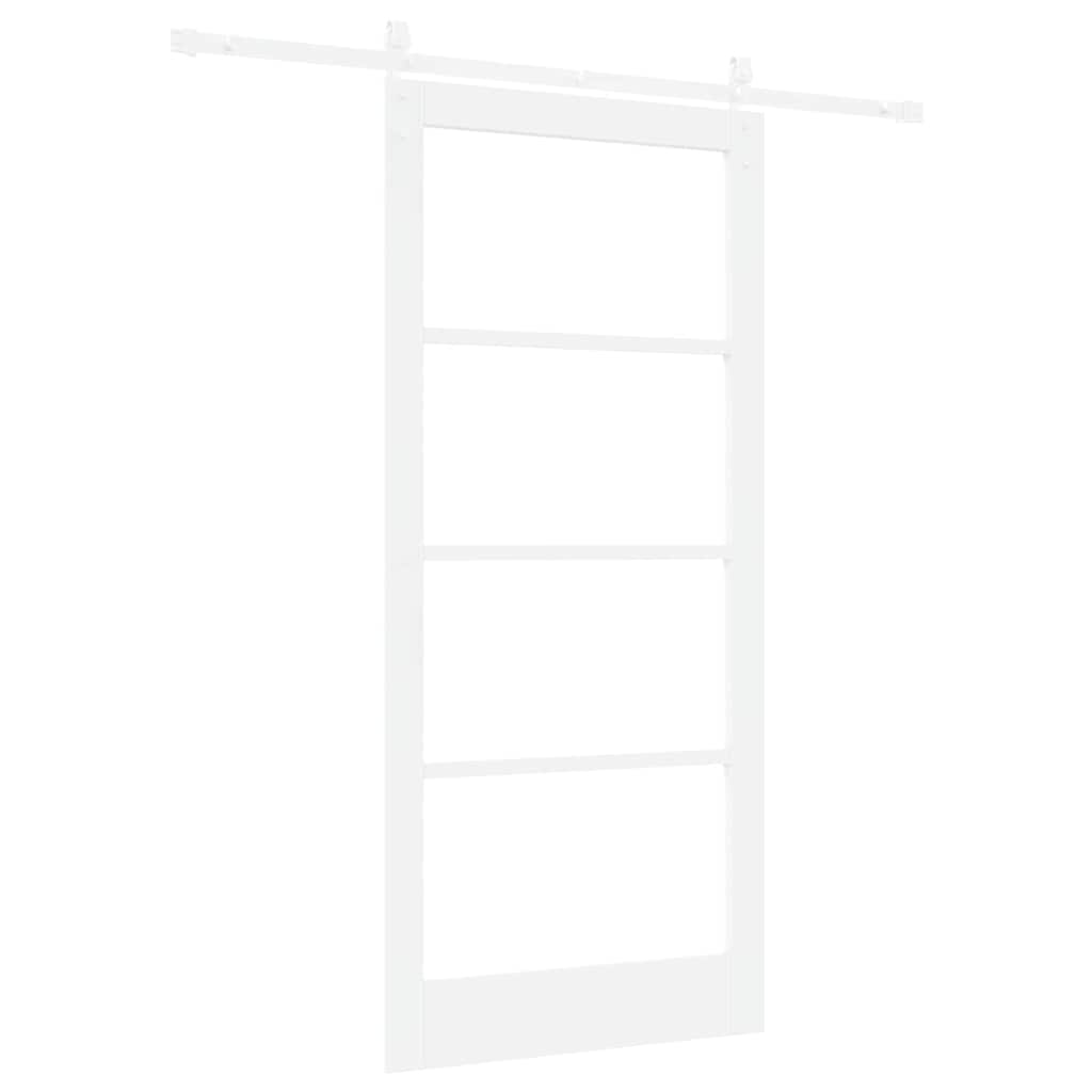 Sliding Door ORKDAL White 93 x 202 cm Solid Pine Wood and Glass