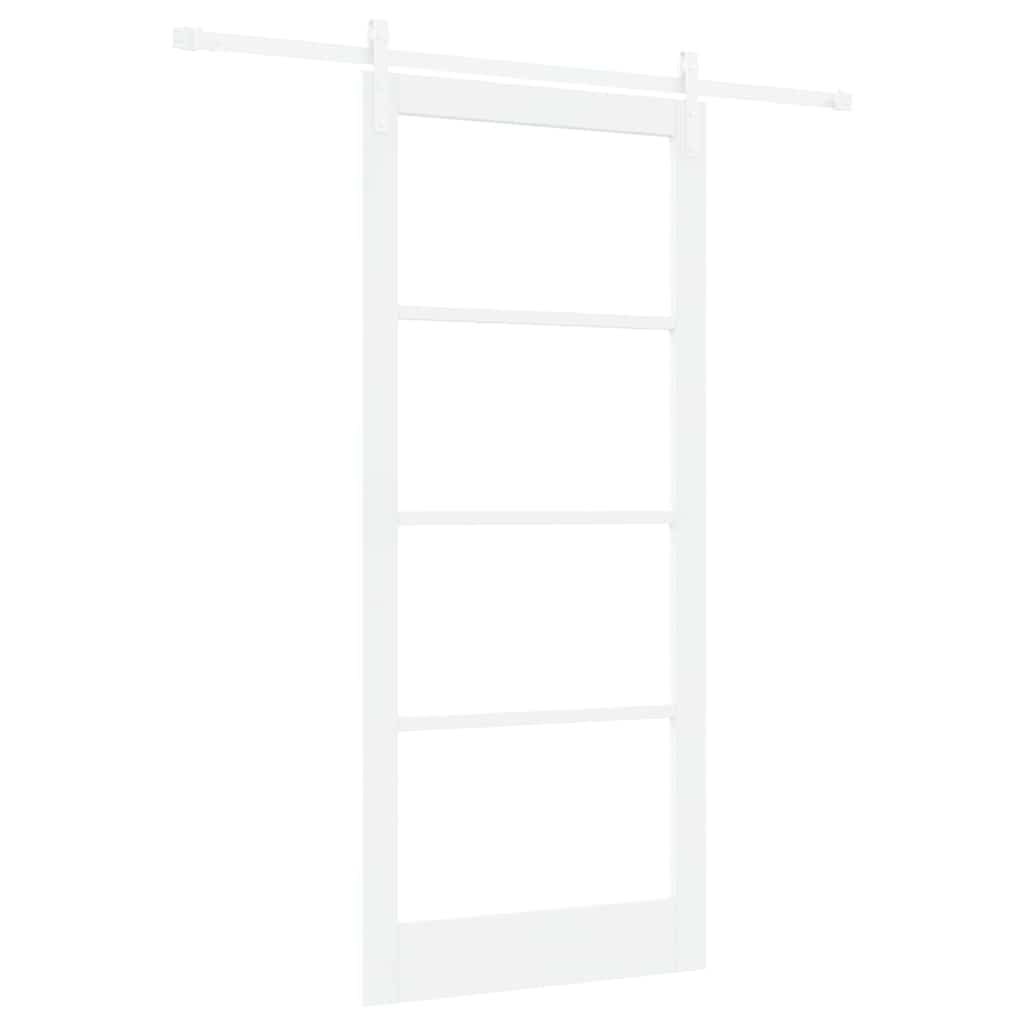 Sliding Door ORKDAL White 93 x 211 cm Solid Pine Wood and Glass