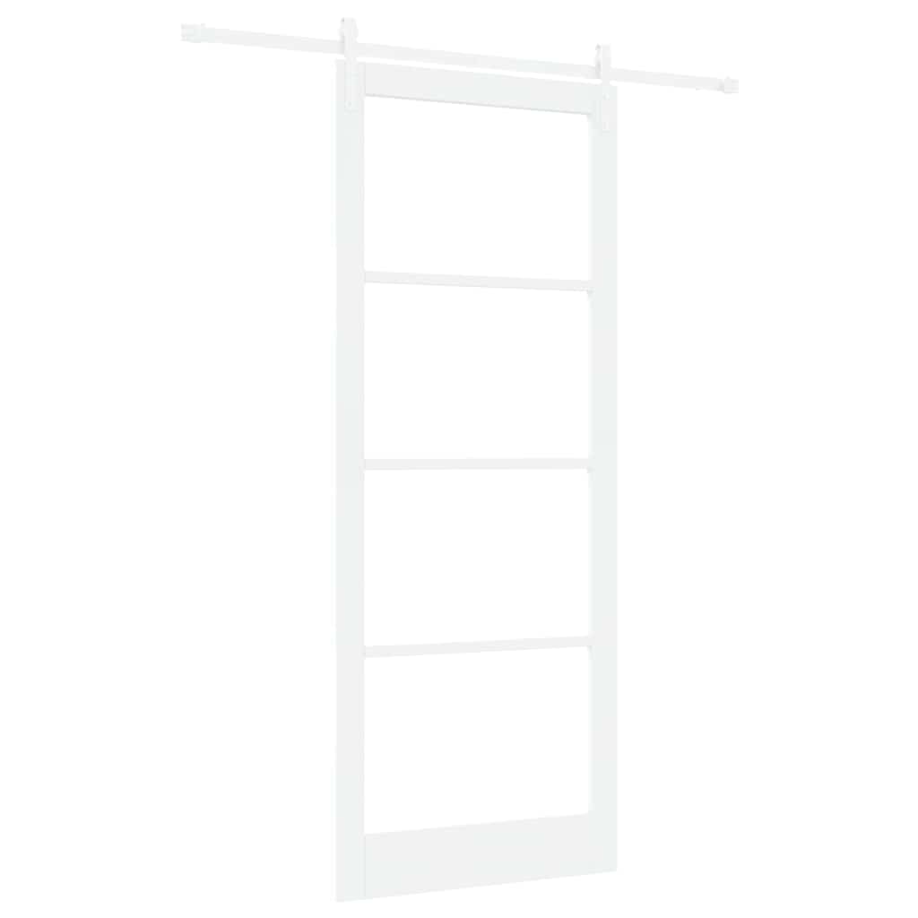 Sliding Door ORKDAL White 93 x 232 cm Solid Pine Wood and Glass