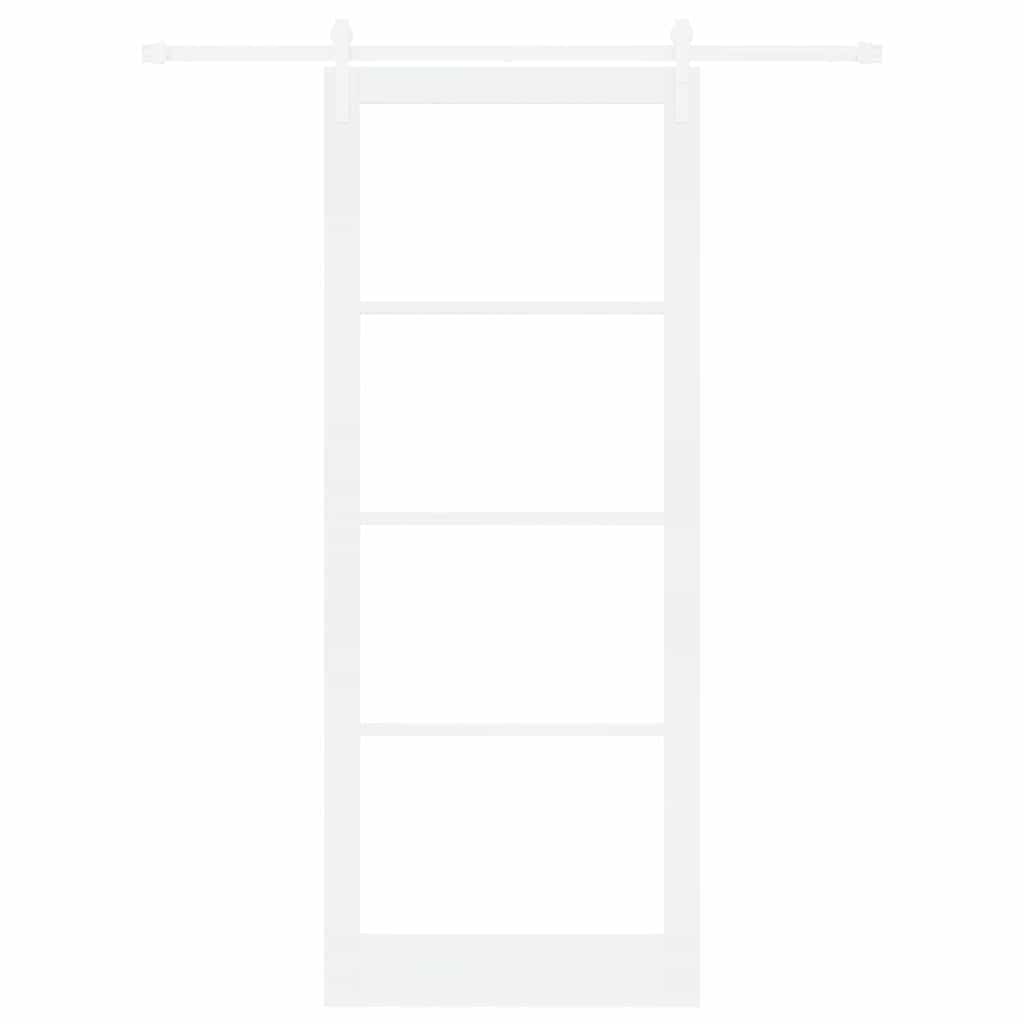 Sliding Door ORKDAL White 93 x 232 cm Solid Pine Wood and Glass
