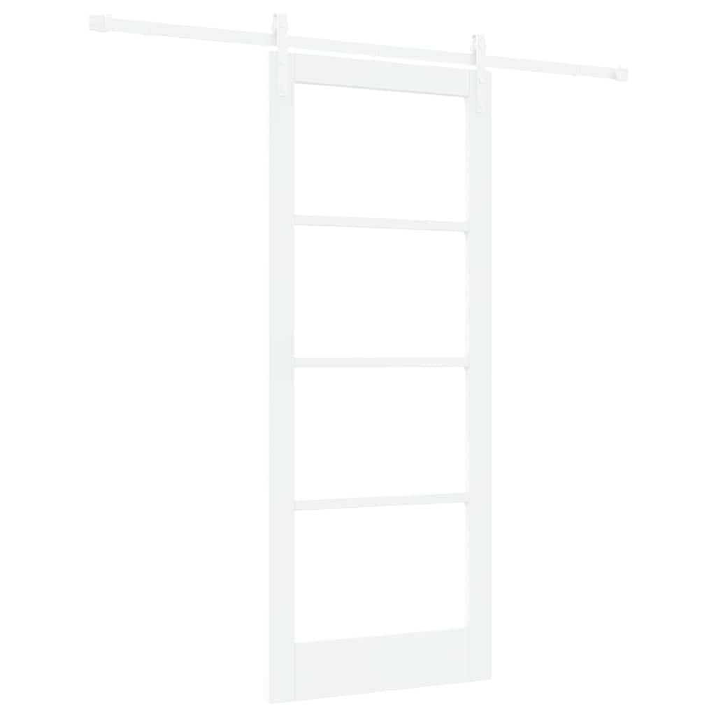 Sliding Door ORKDAL White 83 x 202 cm Solid Pine Wood and Glass