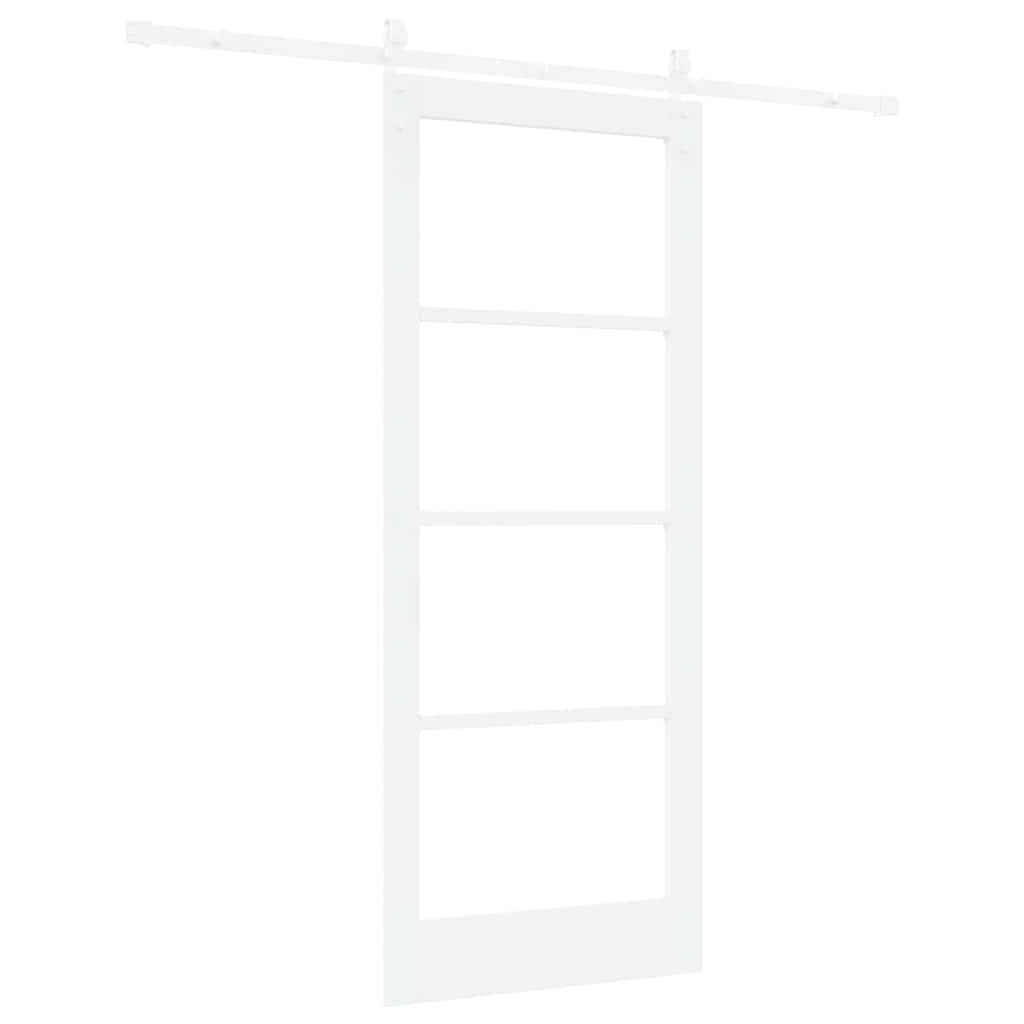Sliding Door ORKDAL White 83 x 202 cm Solid Pine Wood and Glass