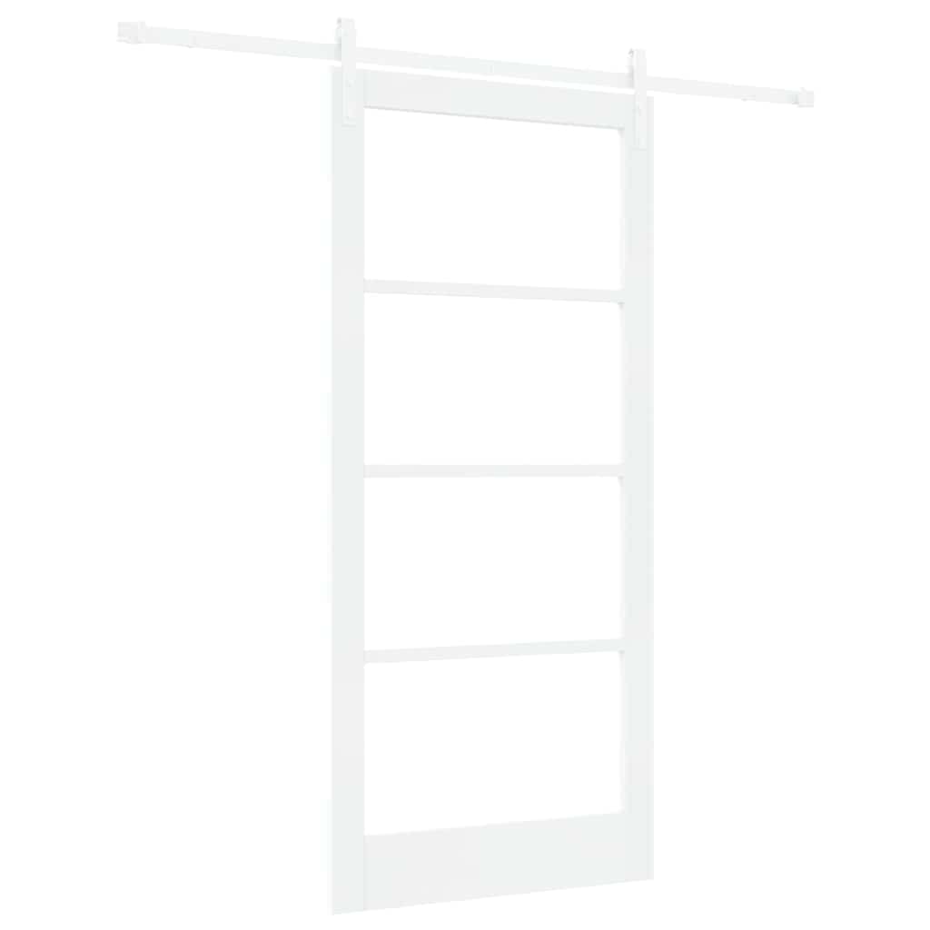 Sliding Door ORKDAL White 93 x 202 cm Solid Pine Wood and Glass