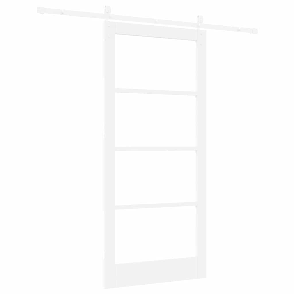 Sliding Door ORKDAL White 93 x 202 cm Solid Pine Wood and Glass