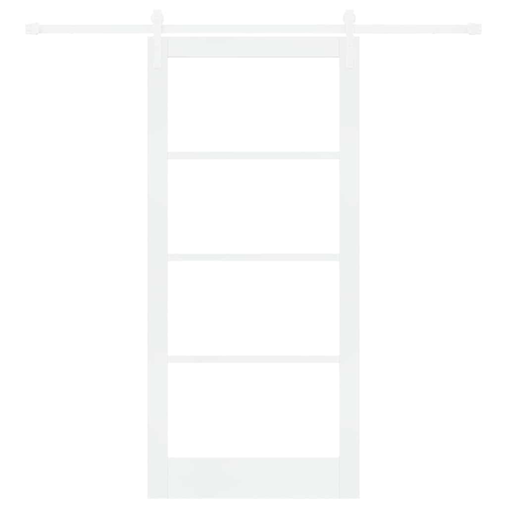 Sliding Door ORKDAL White 93 x 202 cm Solid Pine Wood and Glass