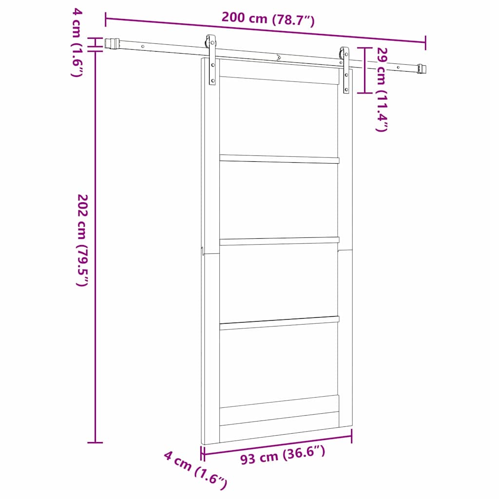 Sliding Door ORKDAL White 93 x 202 cm Solid Pine Wood and Glass
