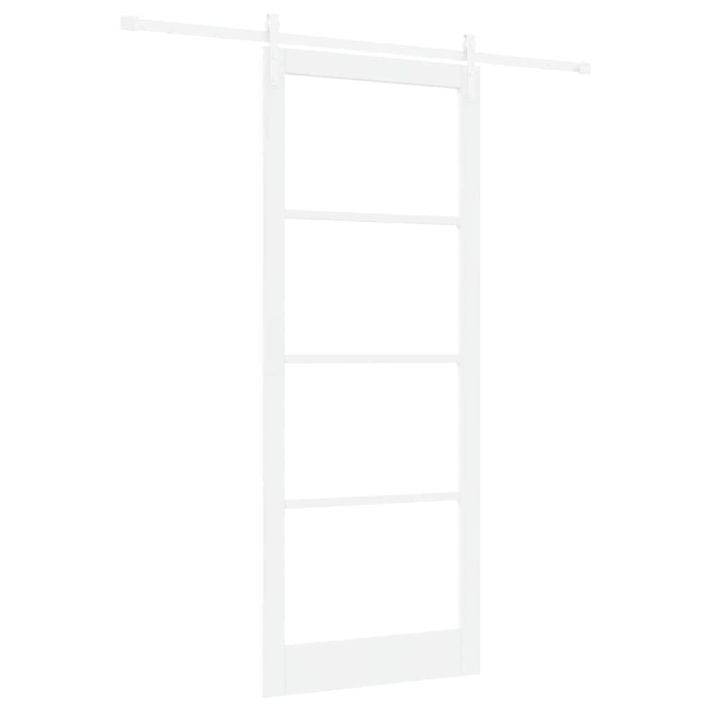 Sliding Door ORKDAL White 93 x 232 cm Solid Pine Wood and Glass