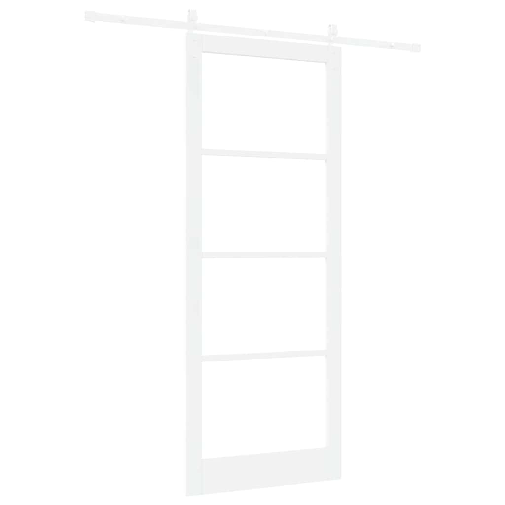 Sliding Door ORKDAL White 93 x 232 cm Solid Pine Wood and Glass
