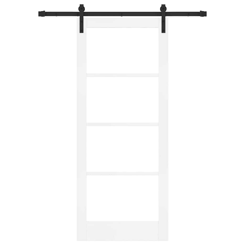 Sliding Door ORKDAL White 83 x 202 cm Solid Pine Wood and Glass