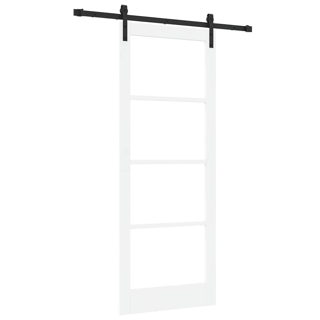 Sliding Door ORKDAL White 83 x 211 cm Solid Pine Wood and Glass