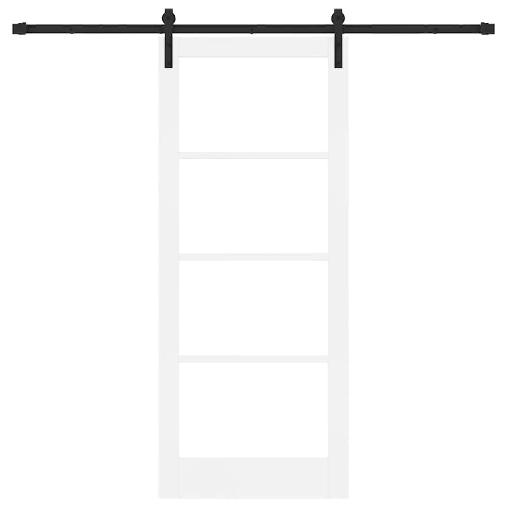 Sliding Door ORKDAL White 83 x 202 cm Solid Pine Wood and Glass
