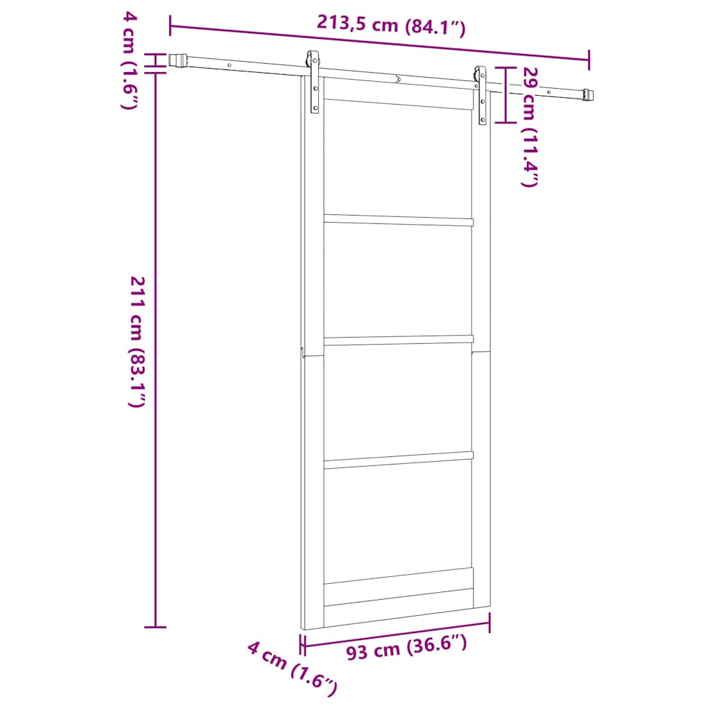 Sliding Door Other ORKDAL Brown 93 x 232 cm