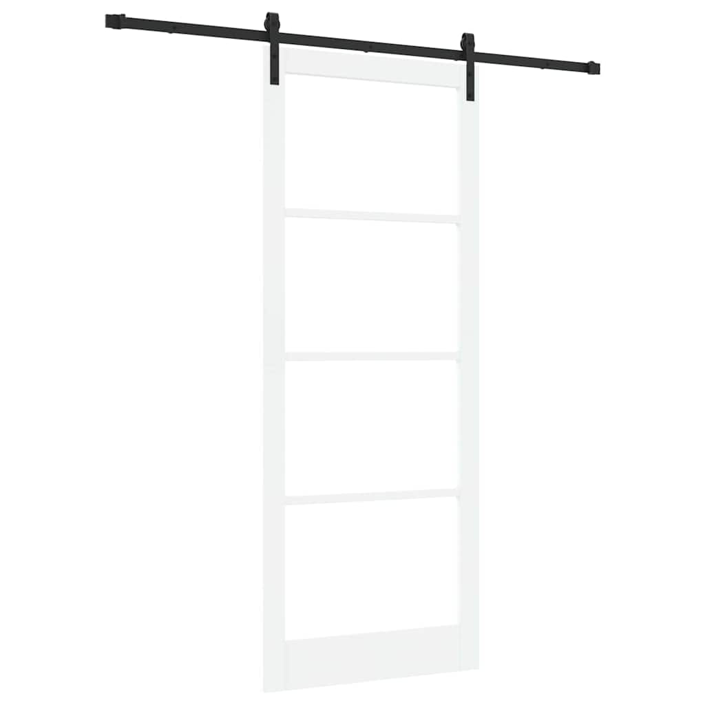 Sliding Door ORKDAL White 93 x 232 cm Solid Pine Wood and Glass