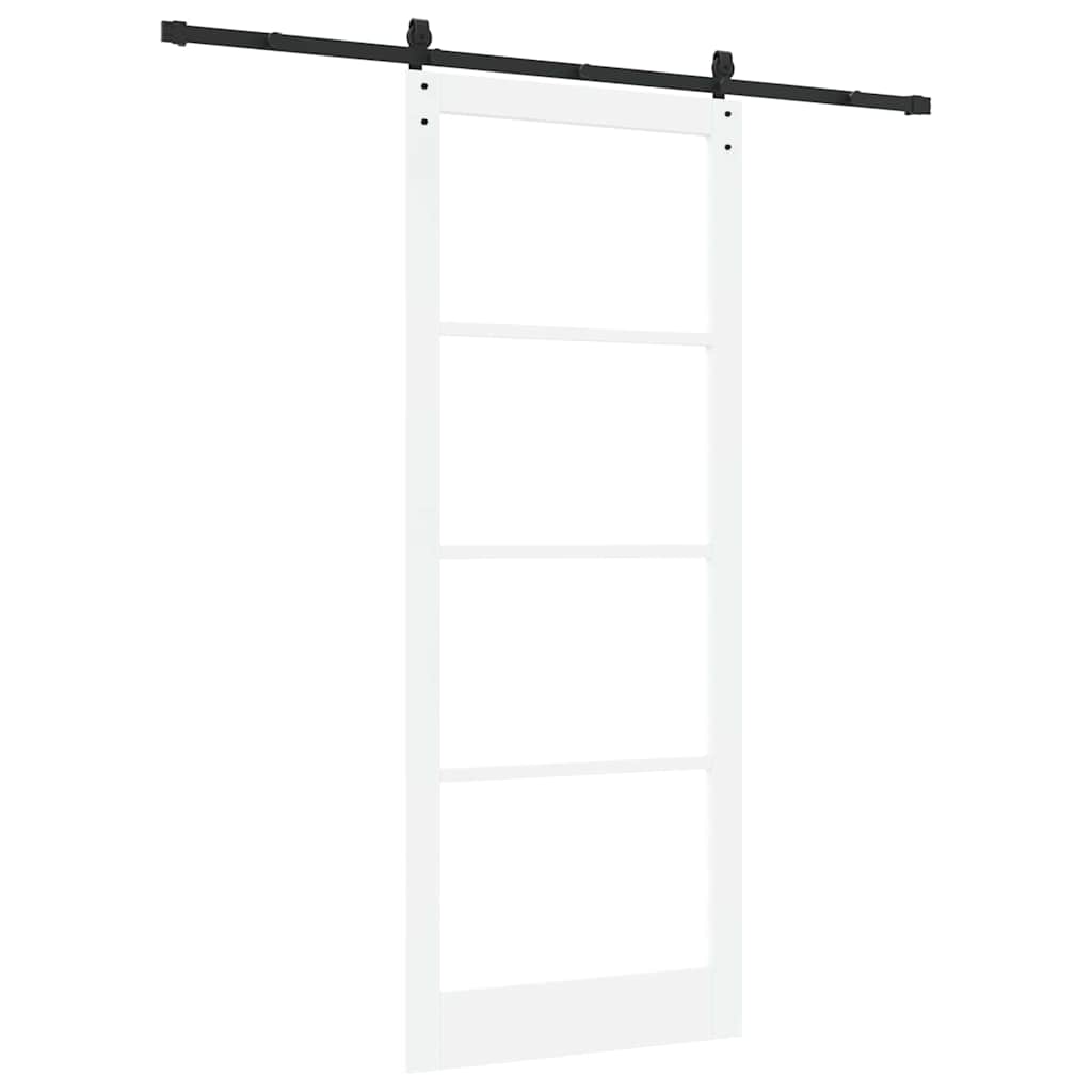 Sliding Door ORKDAL White 93 x 232 cm Solid Pine Wood and Glass