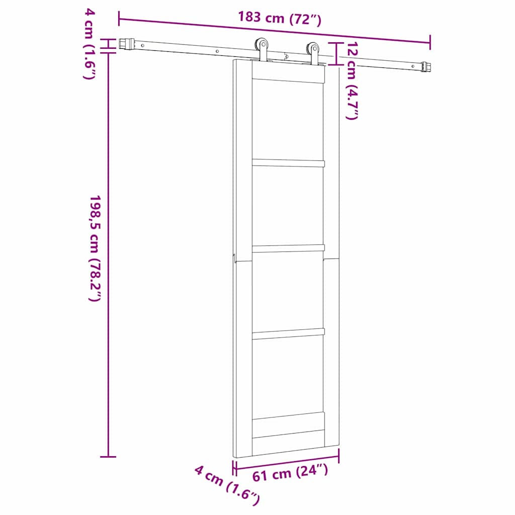 Sliding Door ORKDAL Natural and Black 61 x 198.5 cm