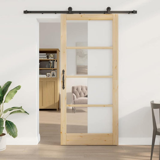Sliding Door ORKDAL Natural and Black 93 x 211 cm