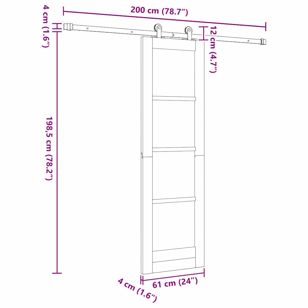 Sliding Door ORKDAL Natural and Black 61 x 198.5 cm