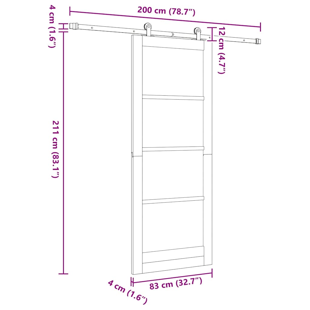 Sliding Door ORKDAL White and Black 83 x 211 cm