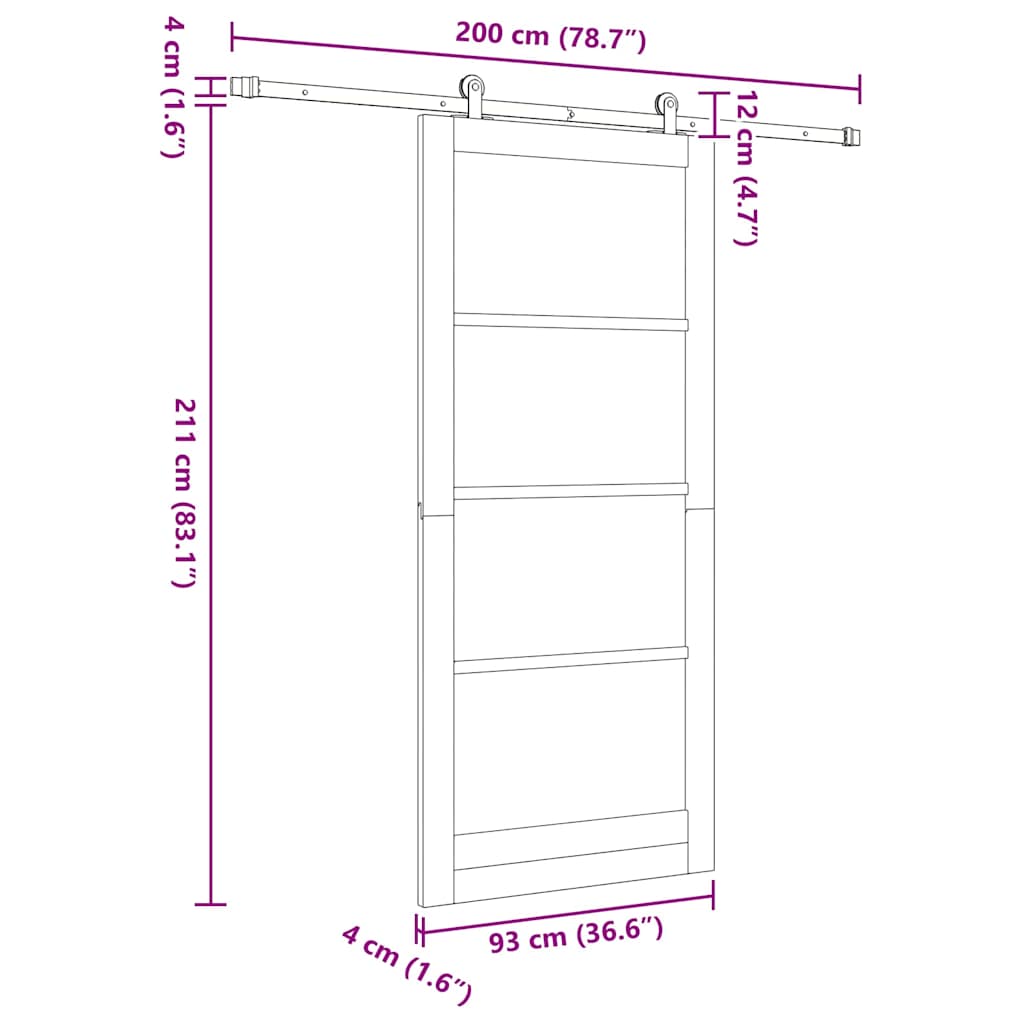 Sliding Door ORKDAL White and Black 93 x 211 cm