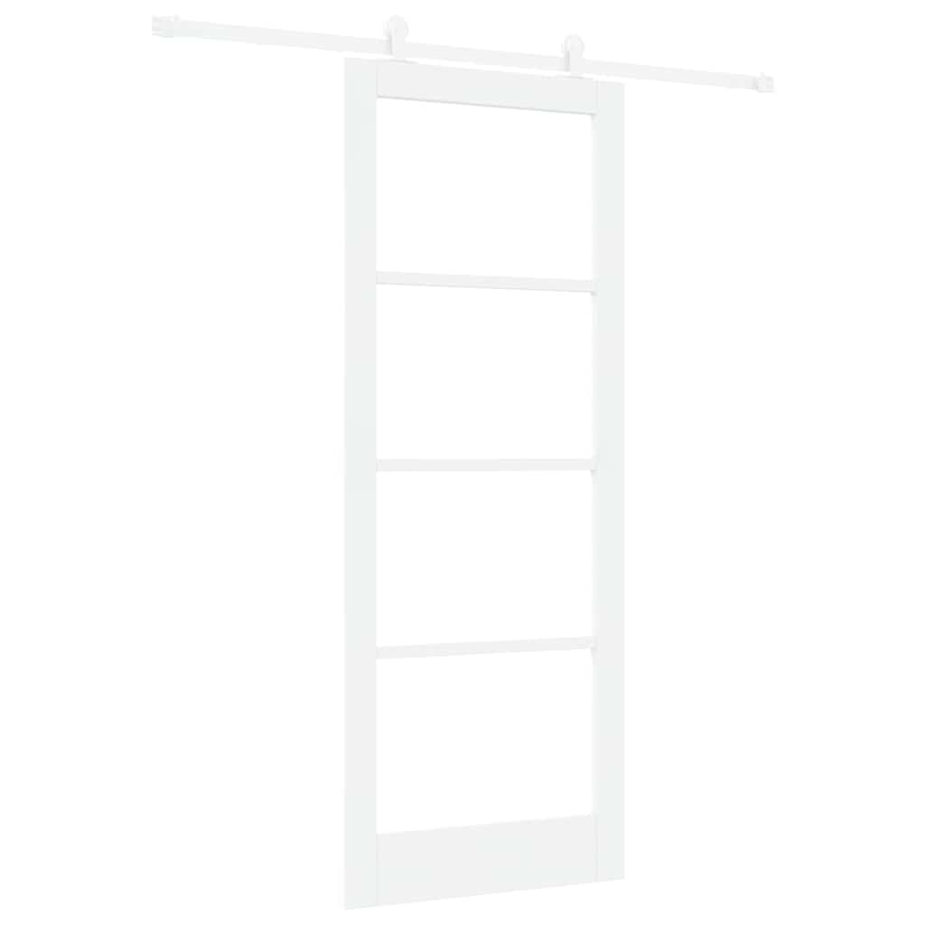 Sliding Door ORKDAL White 83 x 211 cm Solid Pine Wood and Glass