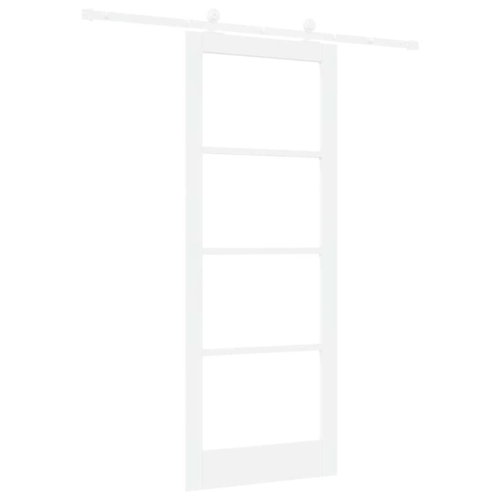 Sliding Door ORKDAL White 83 x 211 cm Solid Pine Wood and Glass