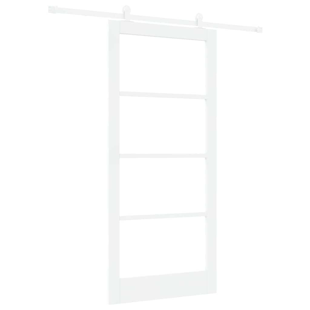 Sliding Door ORKDAL White 93 x 202 cm Solid Pine Wood and Glass