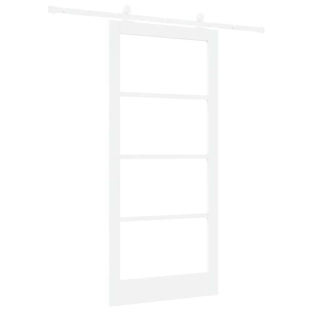 Sliding Door ORKDAL White 93 x 202 cm Solid Pine Wood and Glass