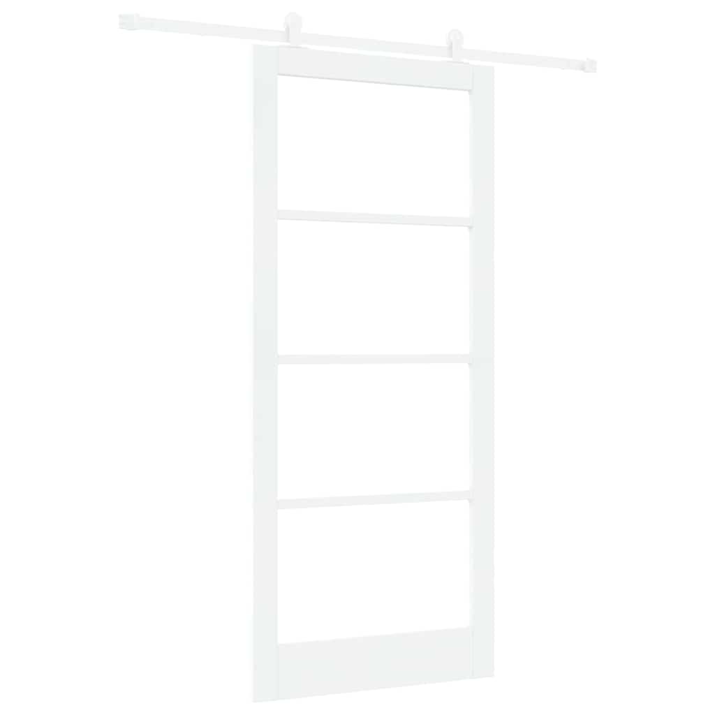 Sliding Door ORKDAL White 93 x 211 cm Solid Pine Wood and Glass