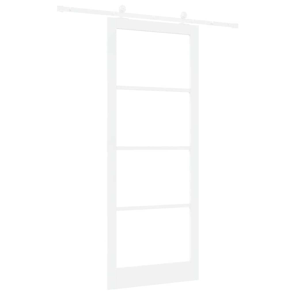 Sliding Door ORKDAL White 93 x 232 cm Solid Pine Wood and Glass