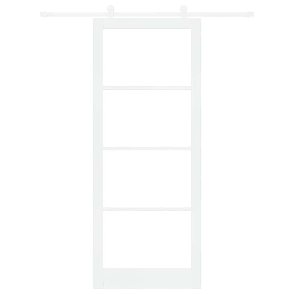 Sliding Door ORKDAL White 93 x 232 cm Solid Pine Wood and Glass