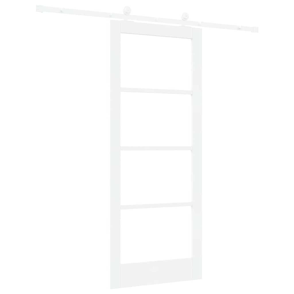 Sliding Door ORKDAL White 83 x 202 cm Solid Pine Wood and Glass