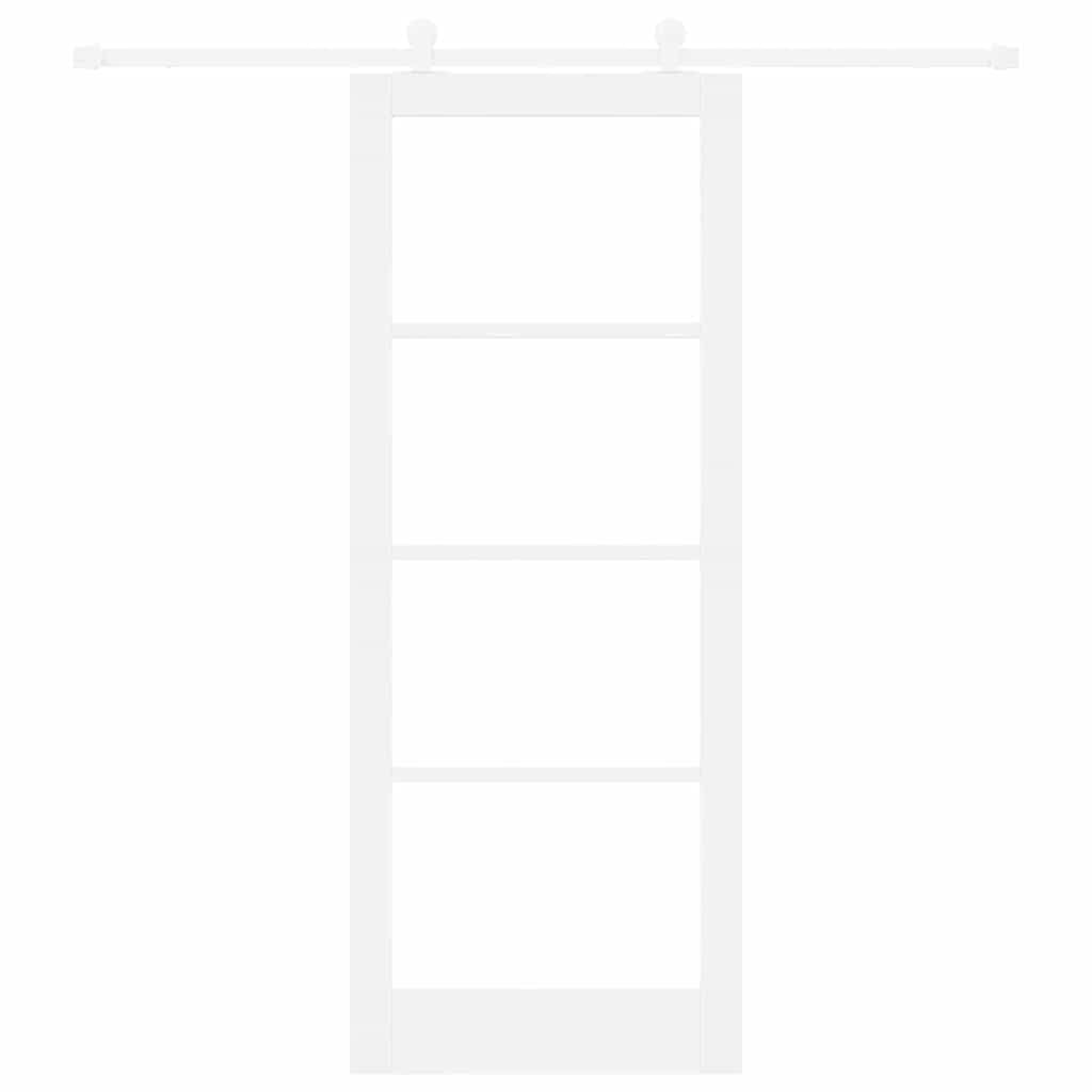 Sliding Door ORKDAL White 83 x 211 cm Solid Pine Wood and Glass
