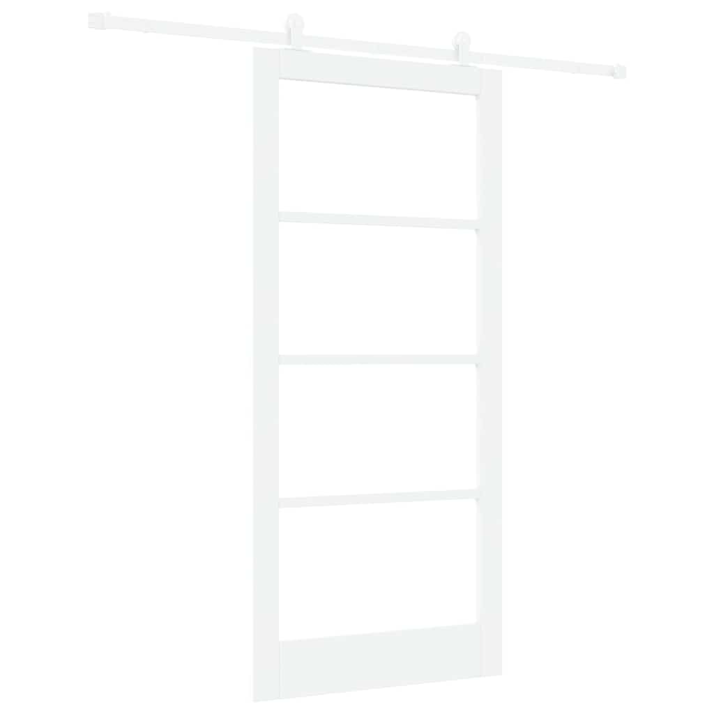 Sliding Door ORKDAL White 93 x 202 cm Solid Pine Wood and Glass