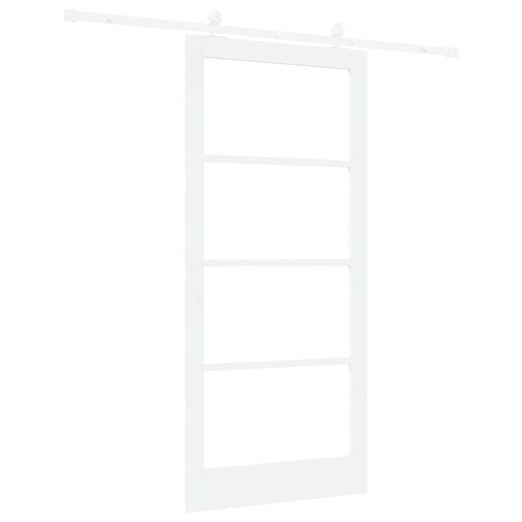 Sliding Door ORKDAL White 93 x 202 cm Solid Pine Wood and Glass