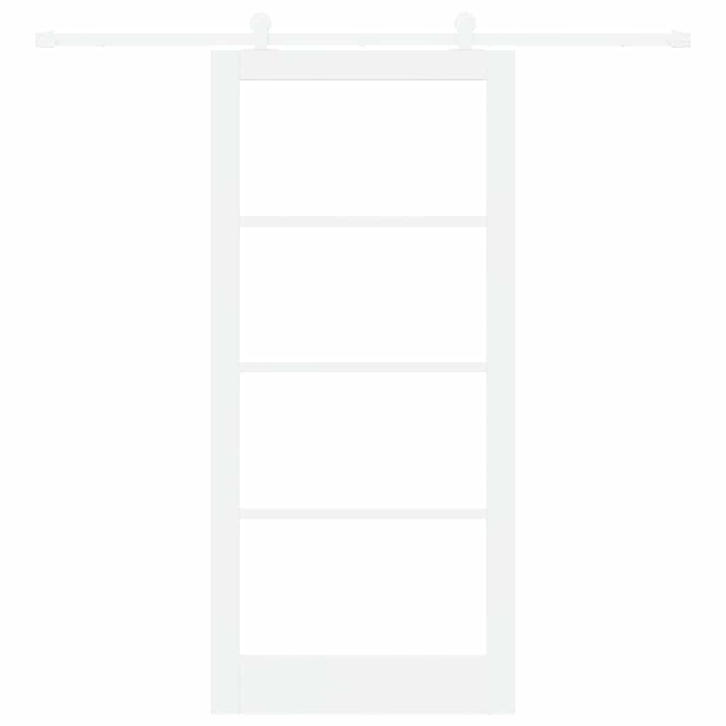 Sliding Door ORKDAL White 93 x 202 cm Solid Pine Wood and Glass