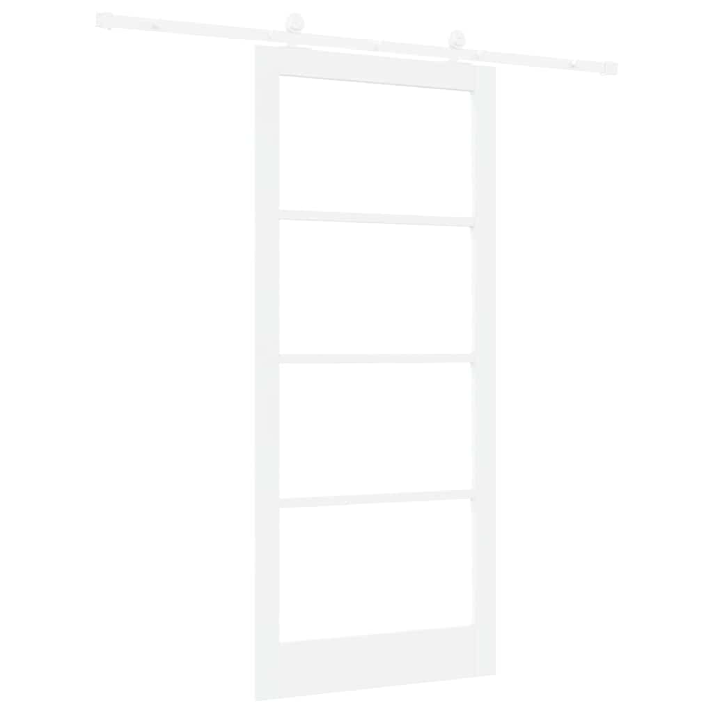 Sliding Door ORKDAL White 93 x 211 cm Solid Pine Wood and Glass
